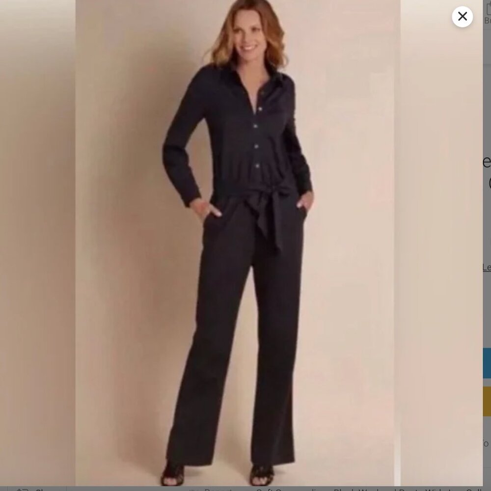 Soft Surroundings Button Down Weekend Wide Leg Jumpsuit